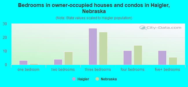 Bedrooms in owner-occupied houses and condos in Haigler, Nebraska
