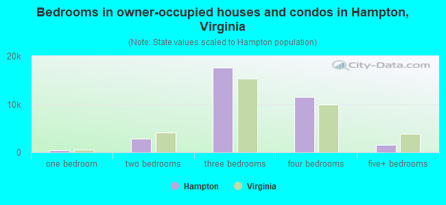 Bedrooms in owner-occupied houses and condos in Hampton, Virginia