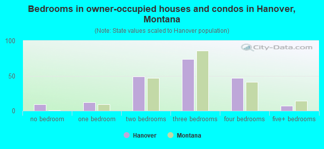 Bedrooms in owner-occupied houses and condos in Hanover, Montana