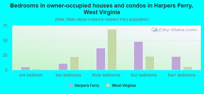 Bedrooms in owner-occupied houses and condos in Harpers Ferry, West Virginia