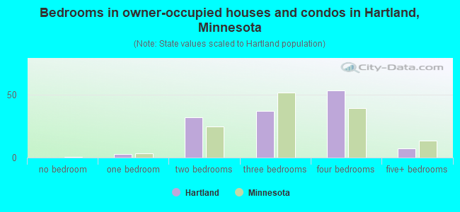 Bedrooms in owner-occupied houses and condos in Hartland, Minnesota