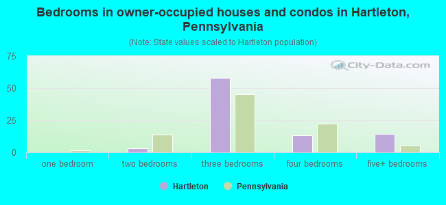 Bedrooms in owner-occupied houses and condos in Hartleton, Pennsylvania