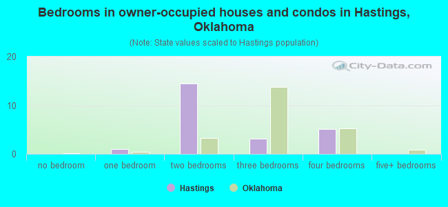 Bedrooms in owner-occupied houses and condos in Hastings, Oklahoma