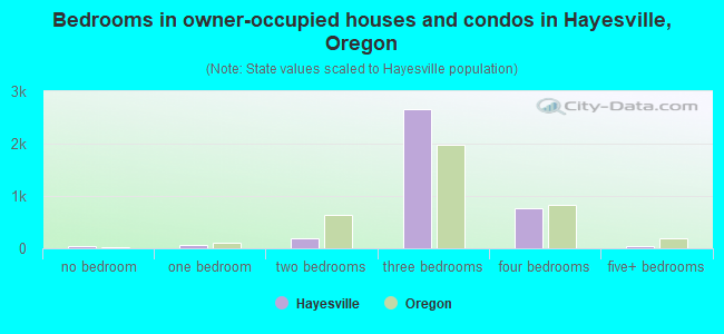 Bedrooms in owner-occupied houses and condos in Hayesville, Oregon