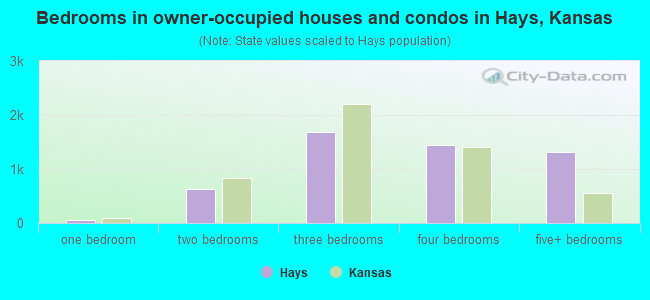 Bedrooms in owner-occupied houses and condos in Hays, Kansas