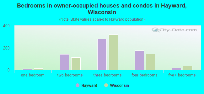 Bedrooms in owner-occupied houses and condos in Hayward, Wisconsin