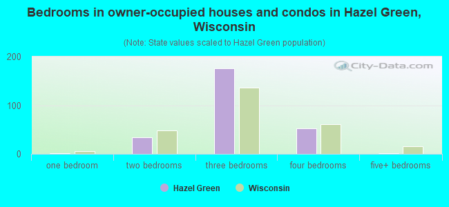 Bedrooms in owner-occupied houses and condos in Hazel Green, Wisconsin