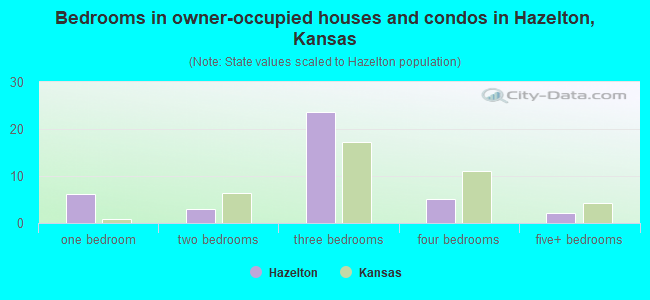 Bedrooms in owner-occupied houses and condos in Hazelton, Kansas