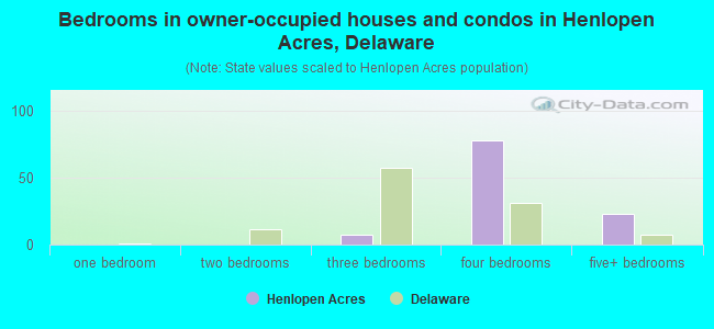 Bedrooms in owner-occupied houses and condos in Henlopen Acres, Delaware
