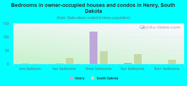 Bedrooms in owner-occupied houses and condos in Henry, South Dakota