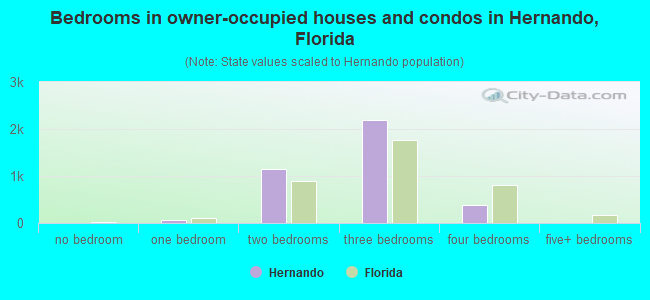 Bedrooms in owner-occupied houses and condos in Hernando, Florida