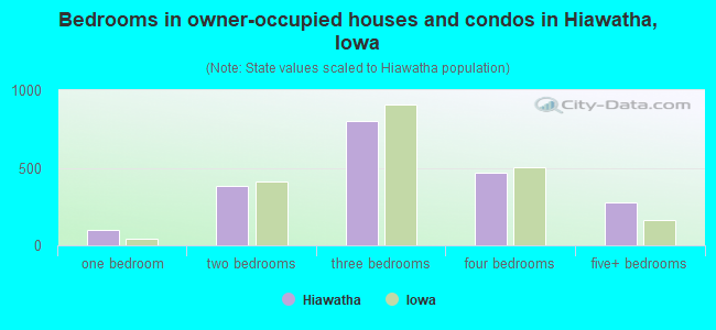 Bedrooms in owner-occupied houses and condos in Hiawatha, Iowa