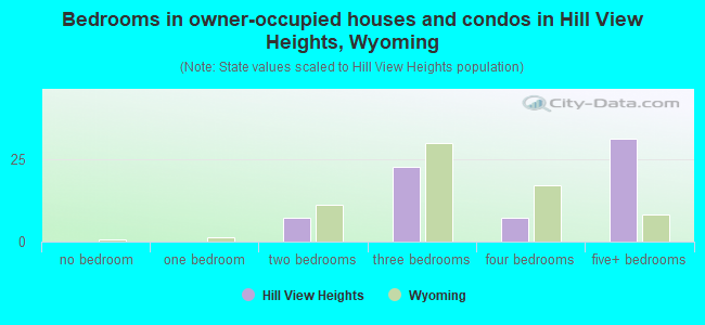 Bedrooms in owner-occupied houses and condos in Hill View Heights, Wyoming