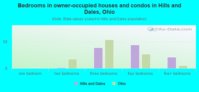 Bedrooms in owner-occupied houses and condos in Hills and Dales, Ohio