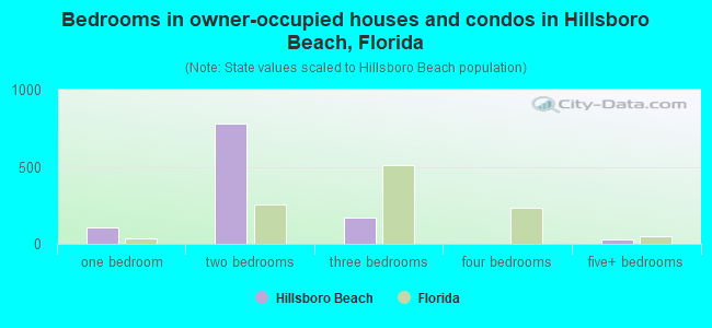 Bedrooms in owner-occupied houses and condos in Hillsboro Beach, Florida