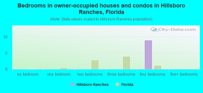 Bedrooms in owner-occupied houses and condos in Hillsboro Ranches, Florida