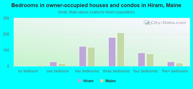 Bedrooms in owner-occupied houses and condos in Hiram, Maine