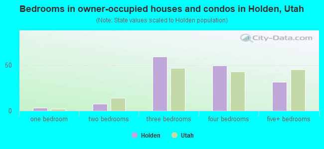 Bedrooms in owner-occupied houses and condos in Holden, Utah