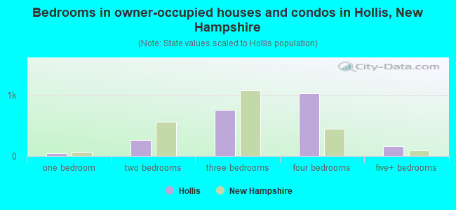 Bedrooms in owner-occupied houses and condos in Hollis, New Hampshire