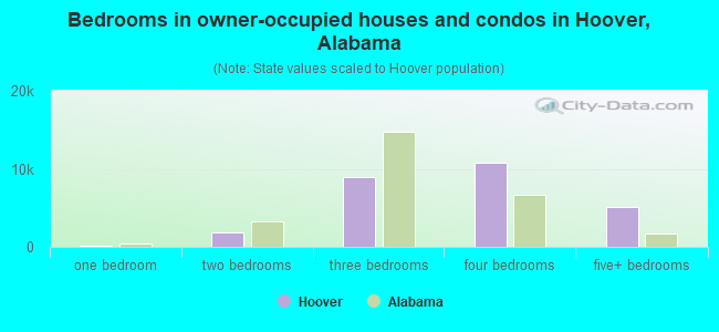 Bedrooms in owner-occupied houses and condos in Hoover, Alabama