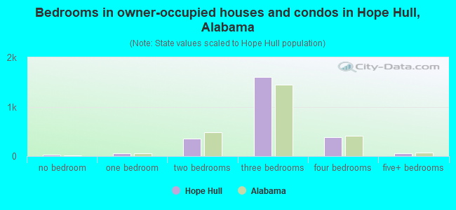 Bedrooms in owner-occupied houses and condos in Hope Hull, Alabama
