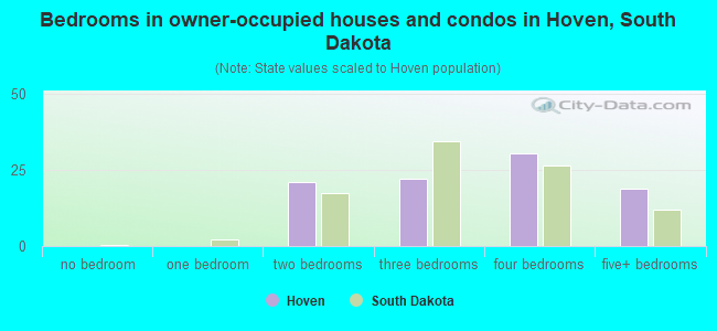 Bedrooms in owner-occupied houses and condos in Hoven, South Dakota