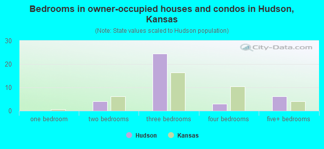 Bedrooms in owner-occupied houses and condos in Hudson, Kansas