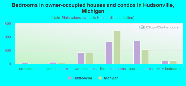 Bedrooms in owner-occupied houses and condos in Hudsonville, Michigan