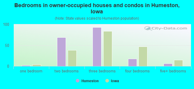 Bedrooms in owner-occupied houses and condos in Humeston, Iowa