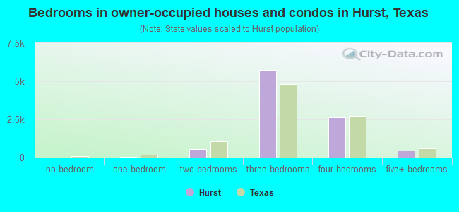 Bedrooms in owner-occupied houses and condos in Hurst, Texas