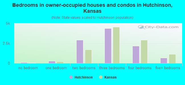 Bedrooms in owner-occupied houses and condos in Hutchinson, Kansas
