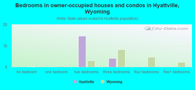 Bedrooms in owner-occupied houses and condos in Hyattville, Wyoming