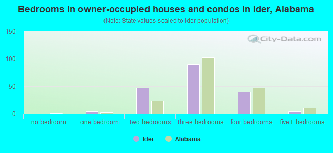 Bedrooms in owner-occupied houses and condos in Ider, Alabama