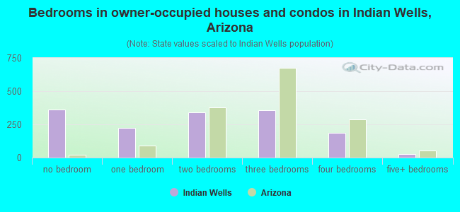 Bedrooms in owner-occupied houses and condos in Indian Wells, Arizona