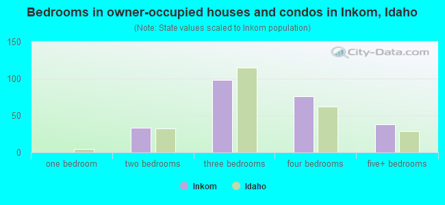Bedrooms in owner-occupied houses and condos in Inkom, Idaho