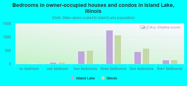 Bedrooms in owner-occupied houses and condos in Island Lake, Illinois
