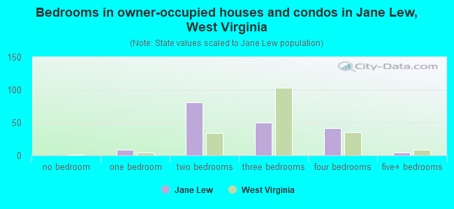 Bedrooms in owner-occupied houses and condos in Jane Lew, West Virginia