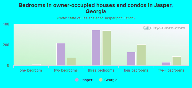 Bedrooms in owner-occupied houses and condos in Jasper, Georgia