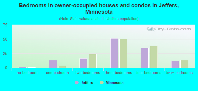 Bedrooms in owner-occupied houses and condos in Jeffers, Minnesota