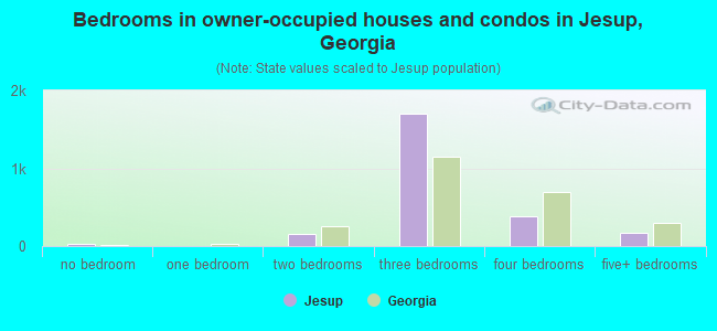 Bedrooms in owner-occupied houses and condos in Jesup, Georgia