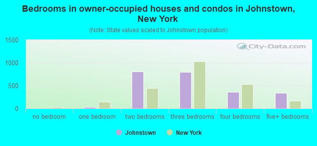 Bedrooms in owner-occupied houses and condos in Johnstown, New York