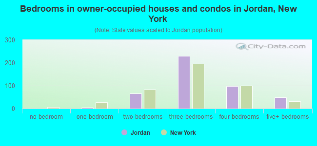 Bedrooms in owner-occupied houses and condos in Jordan, New York