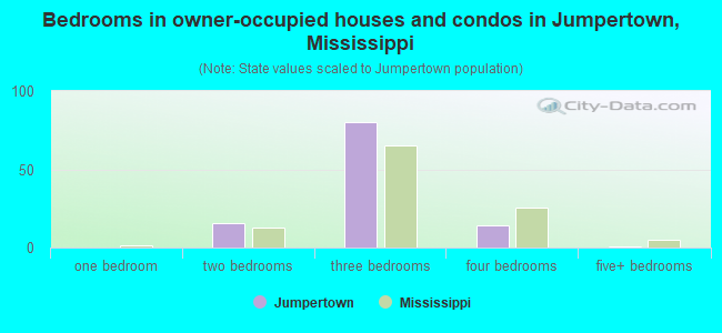 Bedrooms in owner-occupied houses and condos in Jumpertown, Mississippi