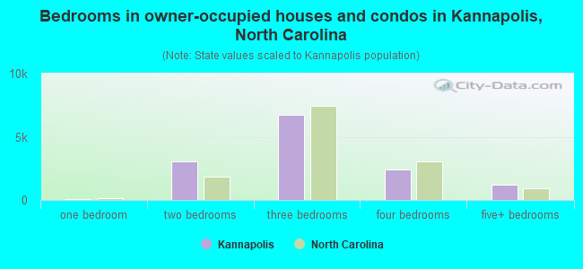 Bedrooms in owner-occupied houses and condos in Kannapolis, North Carolina