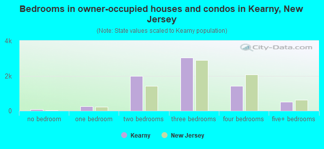 Bedrooms in owner-occupied houses and condos in Kearny, New Jersey