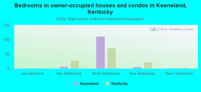 Bedrooms in owner-occupied houses and condos in Keeneland, Kentucky