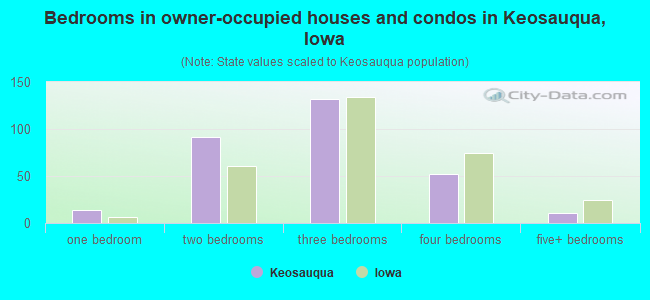 Bedrooms in owner-occupied houses and condos in Keosauqua, Iowa