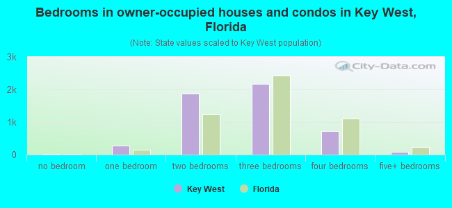 Bedrooms in owner-occupied houses and condos in Key West, Florida