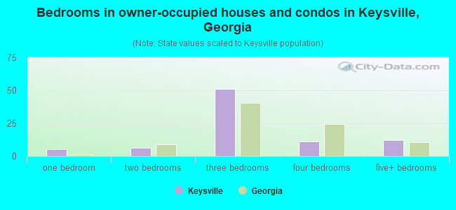 Bedrooms in owner-occupied houses and condos in Keysville, Georgia