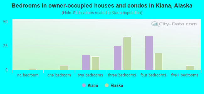 Bedrooms in owner-occupied houses and condos in Kiana, Alaska